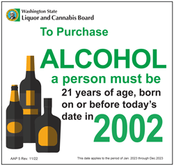 Required Age for Alcohol Sign